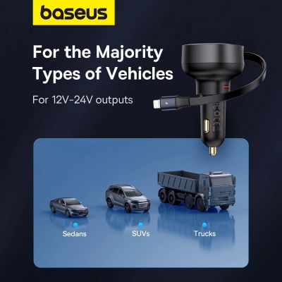 16. Ładowarka samochodowa Baseus Enjoyment Pro USB-C (żeńskie) / Lightning (męski) 60W - czarna