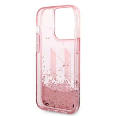 7. Etui Karl Lagerfeld Liquid Glitter Big KL na iPhone 14 Pro - różowe