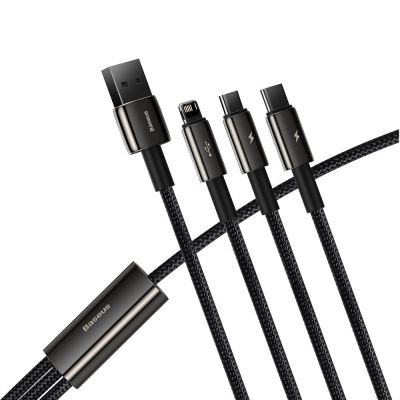 4. Baseus Tungsten 3w1 kabel USB - USB Typ C / Lightning / micro USB 3,5 A 1,5 m czarny (CAMLTWJ-01)