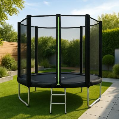 8. VIRTUFIT TRAMPOLINA Z SIATKĄ BEZPIECZEŃSTWA - CZARNA - 251 CM