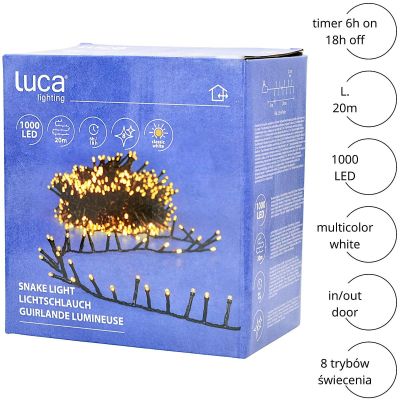 4. LAMPKI CHOINKOWE ŁAŃCUCH ŚWIETLNY 1000 LED TIMER NATURALNY BIAŁY LUCA