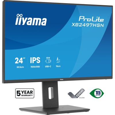 19. iiyama ProLite XB2497HSN-B1 monitor komputerowy 60,5 cm (23.8") 1920 x 1080 px Full HD LED Czarny