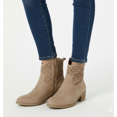 4. Botki damskie kowbojki ażurowe brązowe Jezzi  RMR2353-16