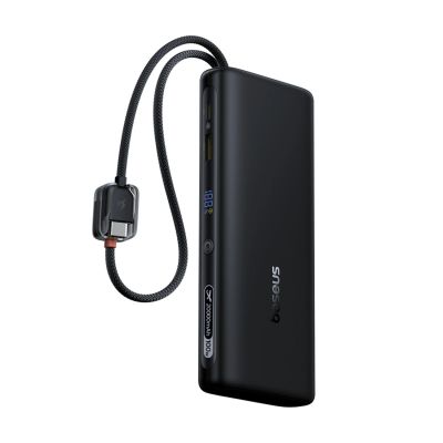 4. Powerbank Baseus EnerFill FC41 20000mAh 100W z wyświetlaczem cyfrowym i wbudowanym podwójnym kablem USB-C - czarny
