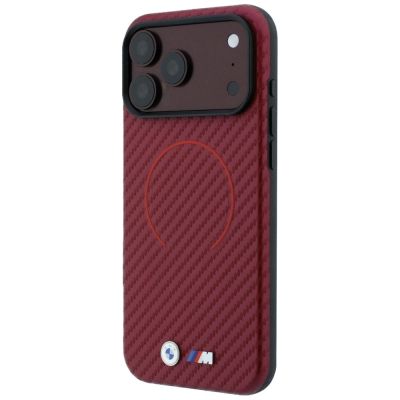 2. Etui BMW M Carbon Printed Ring MagSafe na iPhone 18 Pro / 17 Pro - burgundowe