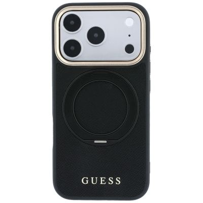 3. Etui Guess Ring Stand 360 Grained Classic Logo MagSafe na iPhone 18 Pro / 17 Pro - czarne