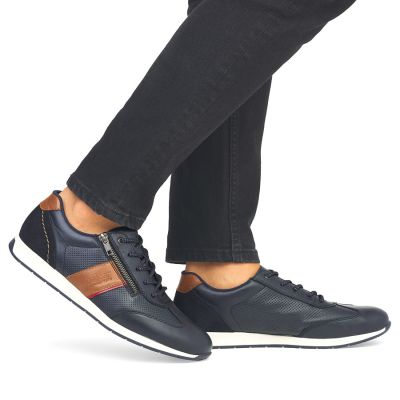 6. Skórzane komfortowe półbuty męskie granatowe Rieker 11927-14