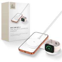 Ładowarka bezprzewodowa Tech-Protect A55 2in1 MagSafe 25W QI2.2 + kabel USB-C / USB-C 100 cm - biała