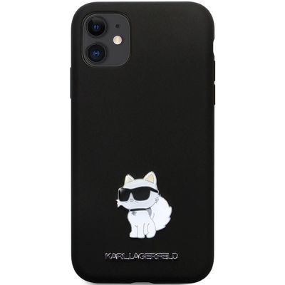 3. Etui Karl Lagerfeld Silicone Choupette Metal Pin na iPhone 11 / Xr - czarne