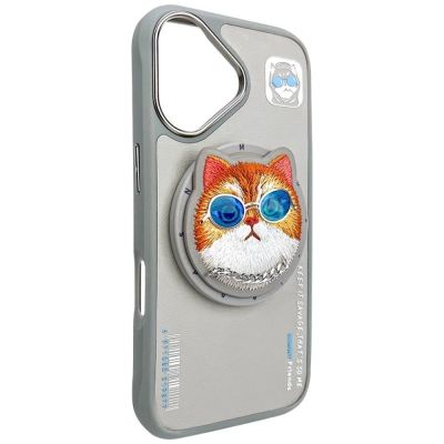 5. Etui Nimmy Glasses Cool Cat MagSafe na iPhone 16 - szare