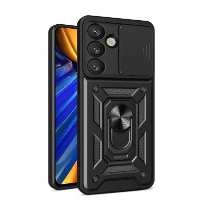 Pancerne etui Hybrid Armor Camshield z podstawką i osłoną aparatu na Realme GT 7 Pro 5G - czarne