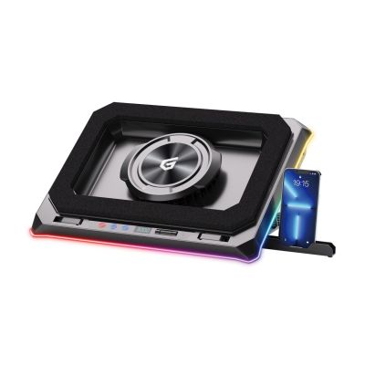 4. CONCEPTRONIC USB-C Laptop-KĂĽhlpad + Handyhalter, RGB, 12V