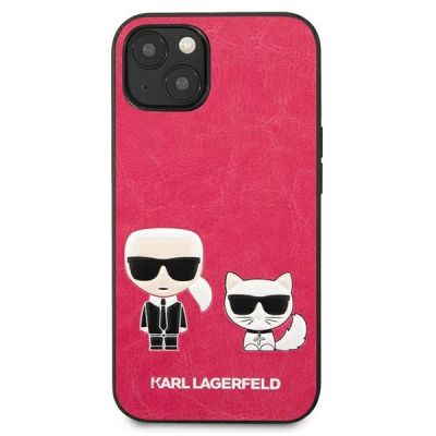 3. Etui Karl Lagerfeld Ikonik Karl&Choupette na iPhone 13 mini - fuksjowe
