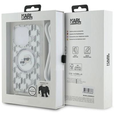 6. Etui Karl Lagerfeld IML Crossbody Monogram Karl & Choupette Head MagSafe na iPhone 15 Pro Max - przezroczyste