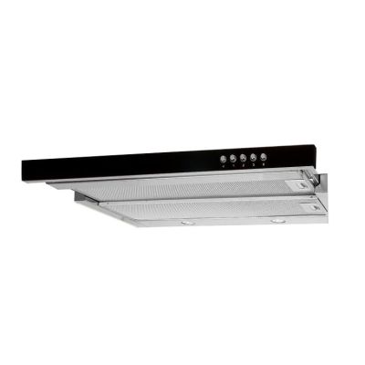 Okap podszafkowy teleskopowy AKPO WK-7 LIGHT GLASS 50 INOX CZARNY (500mm; kolor inox, front czarne szkło)