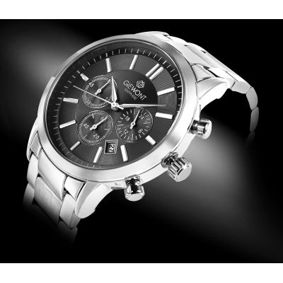 2. Zegarek Męski Giewont Chronograph Sapphire Srebrno Czarny GW8510-B1