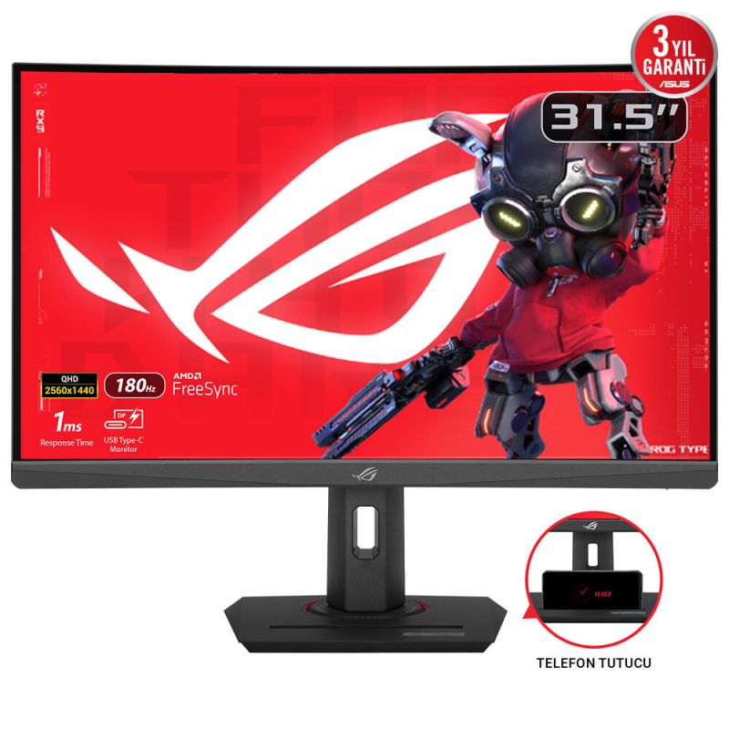 11. ASUS ROG Strix XG32WCS monitor komputerowy 80 cm (31.5") 2560 x 1440 px Quad HD LED Czarny