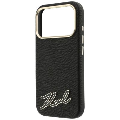6. Etui Karl Lagerfeld Grained with Resin Signature Logo MagSafe na iPhone 18 Pro / 17 Pro - czarne