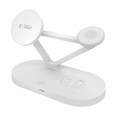 3. Ładowarka bezprzewodowa Tech-Protect QI15W-A41 3w1 z MagSafe do urządzeń Apple - biała