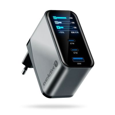 7. EVERACTIVE ŁADOWARKA SIECIOWA GAN 1 X USB, 2 X USB-C QUICK CHARGE 4+ 67W CZARNA SC-670Q