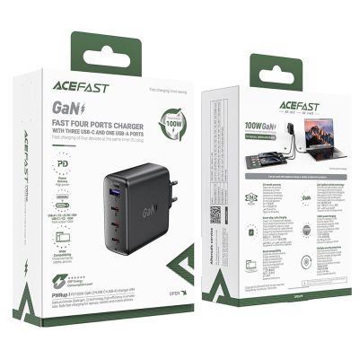 5. Ładowarka Acefast A94 sieciowa GaN2 USB-A / 3x USB-C PD 100W - czarna