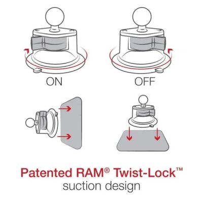 11. RAM Mount Twist-Lock™ Przyssawka Do Szyby/Deski Rozdzielczej z Głowicą rozmiar B RAM-B-224-1U
