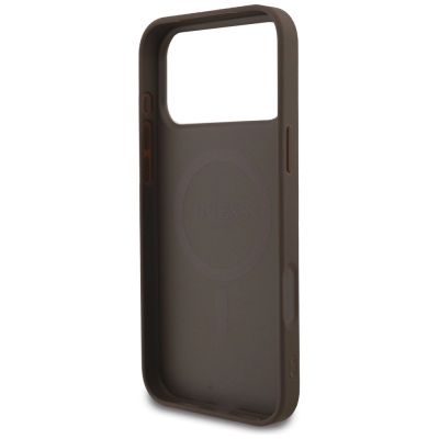 7. Etui Guess 4G Strap Triangle Logo MagSafe na iPhone 17 Pro Max - brązowe
