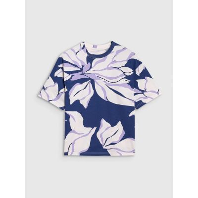 5. T-shirt oversize z nadrukiem damski 4F 4FRSS25TTSHF2692-91A