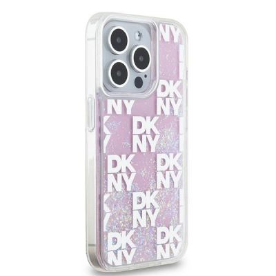 4. Etui DKNY Liquid Glitter Multilogo na iPhone 15 Pro - różowe