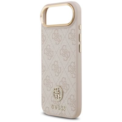 6. Etui Guess 4G Strass Logo & Big Strap Metal Buttons MagSafe na iPhone Air - różowe