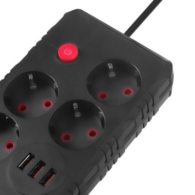 6. MACLEAN LISTWA ZASILAJĄCA, PRZEDŁUŻACZ 4 GNIAZDA + 3XUSB, 110-240V AC 50/60HZ, 2.1A MAX 2500W, 3M, CZARNA, MCE393 B