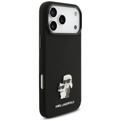 4. Etui Karl Lagerfeld Silicone Karl&Choupette Metal Pin iPhone 18 Pro Max / 17 Pro Max - czarne