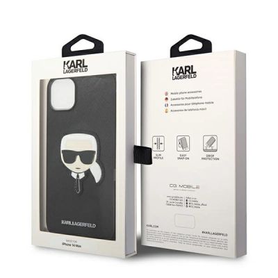 8. Etui Karl Lagerfeld Saffiano Karl`s Head Patch na iPhone 13 / 14 / 15 - czarne