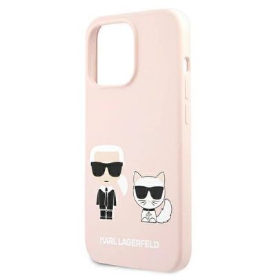 6. Etui Karl Lagerfeld Silicone Ikonik Karl&Choupette MagSafe na iPhone 13 Pro / iPhone 13 - jasnoróżowe