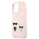 6. Etui Karl Lagerfeld Silicone Ikonik Karl&Choupette MagSafe na iPhone 13 Pro / iPhone 13 - jasnoróżowe