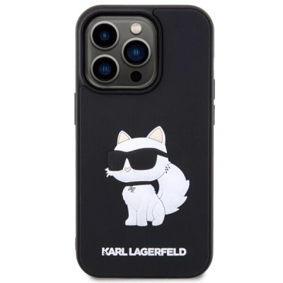 3. Etui Karl Lagerfeld Rubber Choupette 3D na iPhone 14 Pro - czarne