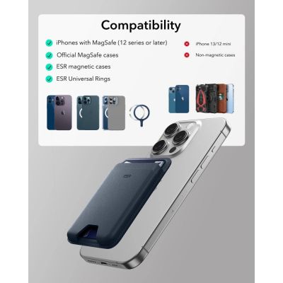 9. Portfel magnetyczny ESR Classic RFID Magnetic Wallet MagSafe na telefon - granatowy