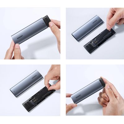 15. Ugreen kieszeń na dysk obudowa dysku twardego M.2 B-Key SATA 3.0 5Gbps szary + kabel USB Typ C (CM400)