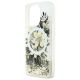6. Etui Guess Liquid Glitter Flower MagSafe na iPhone 16 Pro - beżowe