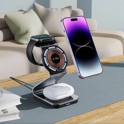 6. Ładowarka Tech-Protect QI15W-A29 indukcyjna 3w1 z MagSafe na smartfon / Apple Watch / AirPods - czarna
