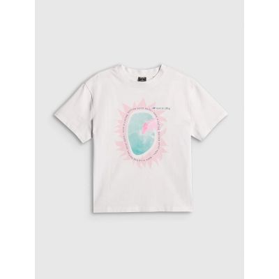 5. T-shirt z nadrukiem Damski  4F 4FRSS26TTSHF4536-10S