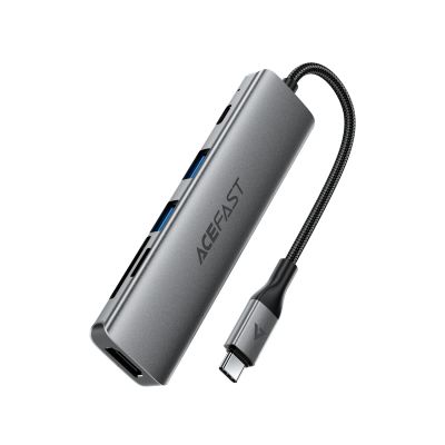Hub USB Acefast J18 stacja dokująca USB-C 6w1 HDMI 4K 60Hz PD90W - szara