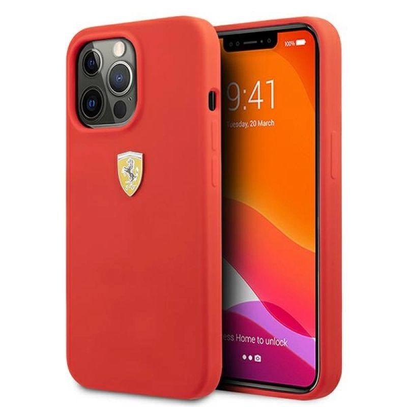 Etui Ferrari Silicone na iPhone 13 Pro Max - czerwone