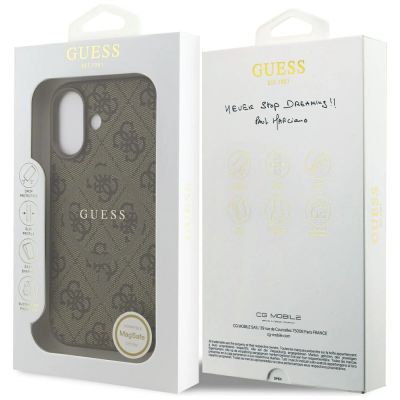 8. Etui Guess 4G Ring Classic Logo MagSafe na iPhone 17 - brązowe
