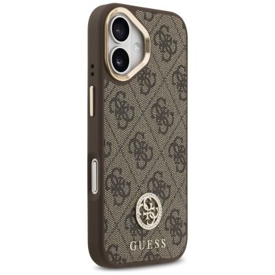 4. Etui Guess 4G Strass Logo & Big Strap Metal Buttons MagSafe na iPhone 17 - brązowe