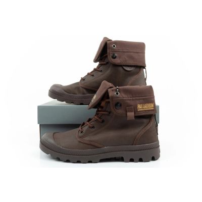 10. Palladium buty sportowe męskie Baggy Coated trampki za kostkę modne ciemny brąz