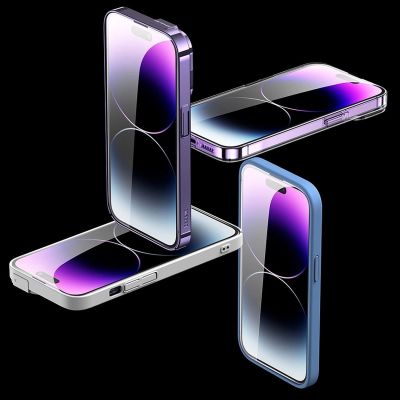 24. Baseus szkło hartowane do iPhone 14 Pro na cały ekran z filtrem Anti Blue Light i osłoną na głośnik 0.3mm + ramka montażowa