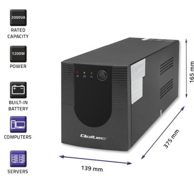 3. QOLTEC ZASILACZ AWARYJNY UPS LINE INTERACTIVE MONOLITH | 2000VA | 1200W