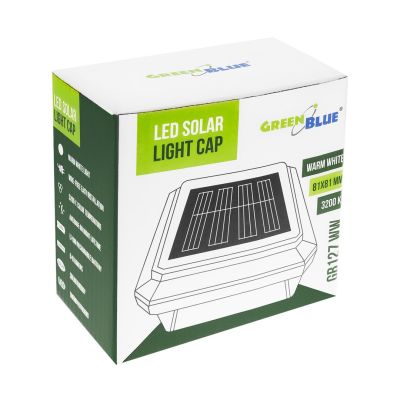 6. GREENBLUE LAMPA SOLARNA LED NA SŁUPEK, 80X80MM, DASZEK KOPERTOWY, 3200K GB127 WW