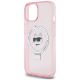 6. Etui Karl Lagerfeld Ring Stand Choupette Head MagSafe do iPhone 15 - różowe